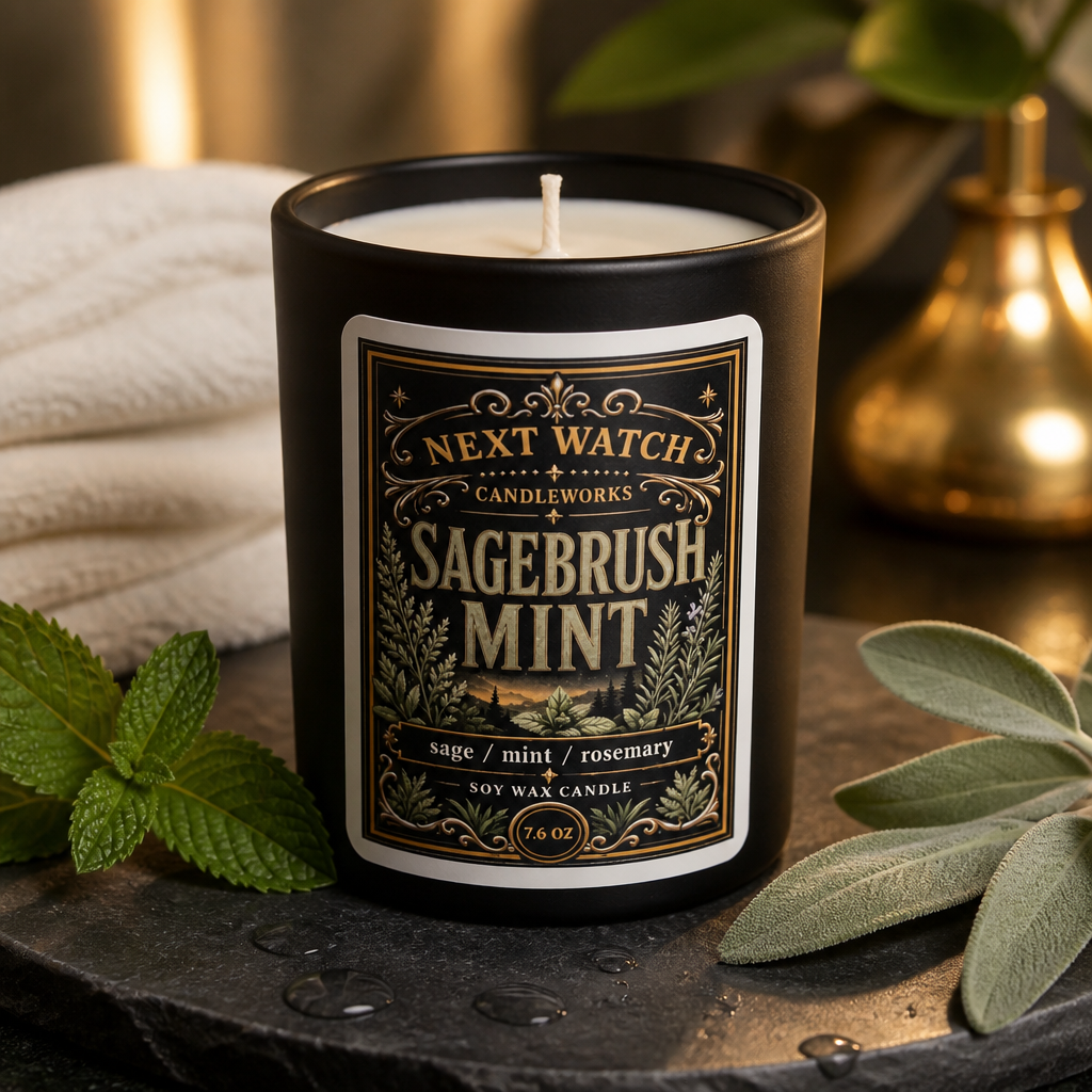 Sagebrush Mint scented soy wax candle