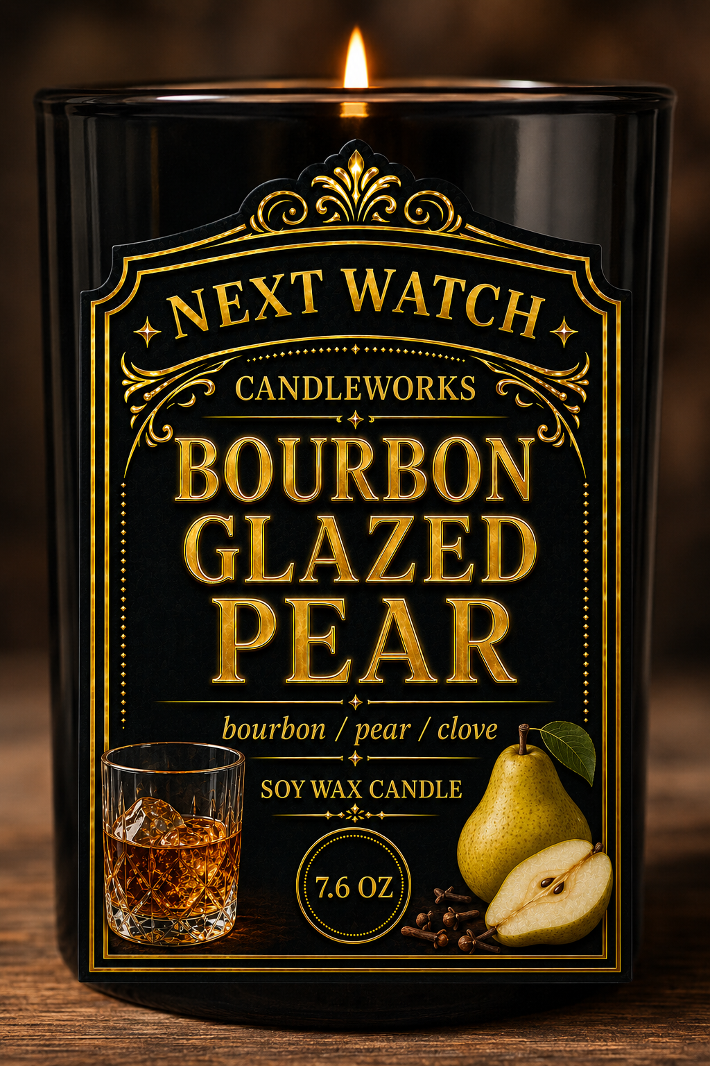 Bourbon Glazed Pear scented soy wax candle